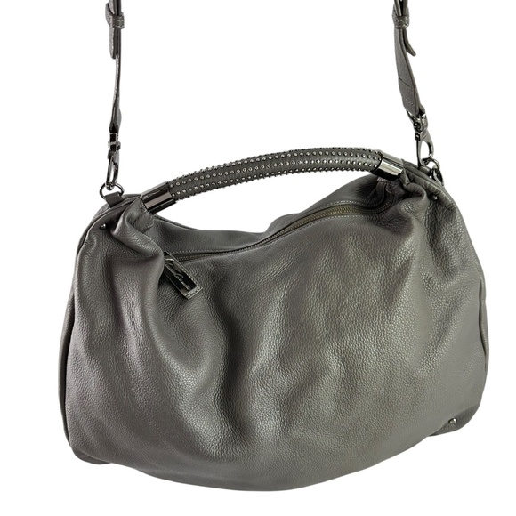 Genuine KENNETH COLE Grey Pebbled Slouchy Leather Shoulder Bag Crossbody - Picture 6 of 11